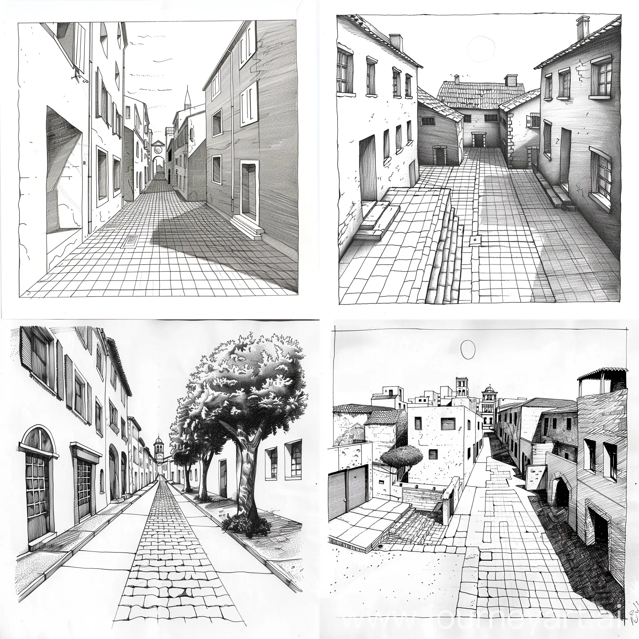 one point perspective iamge town