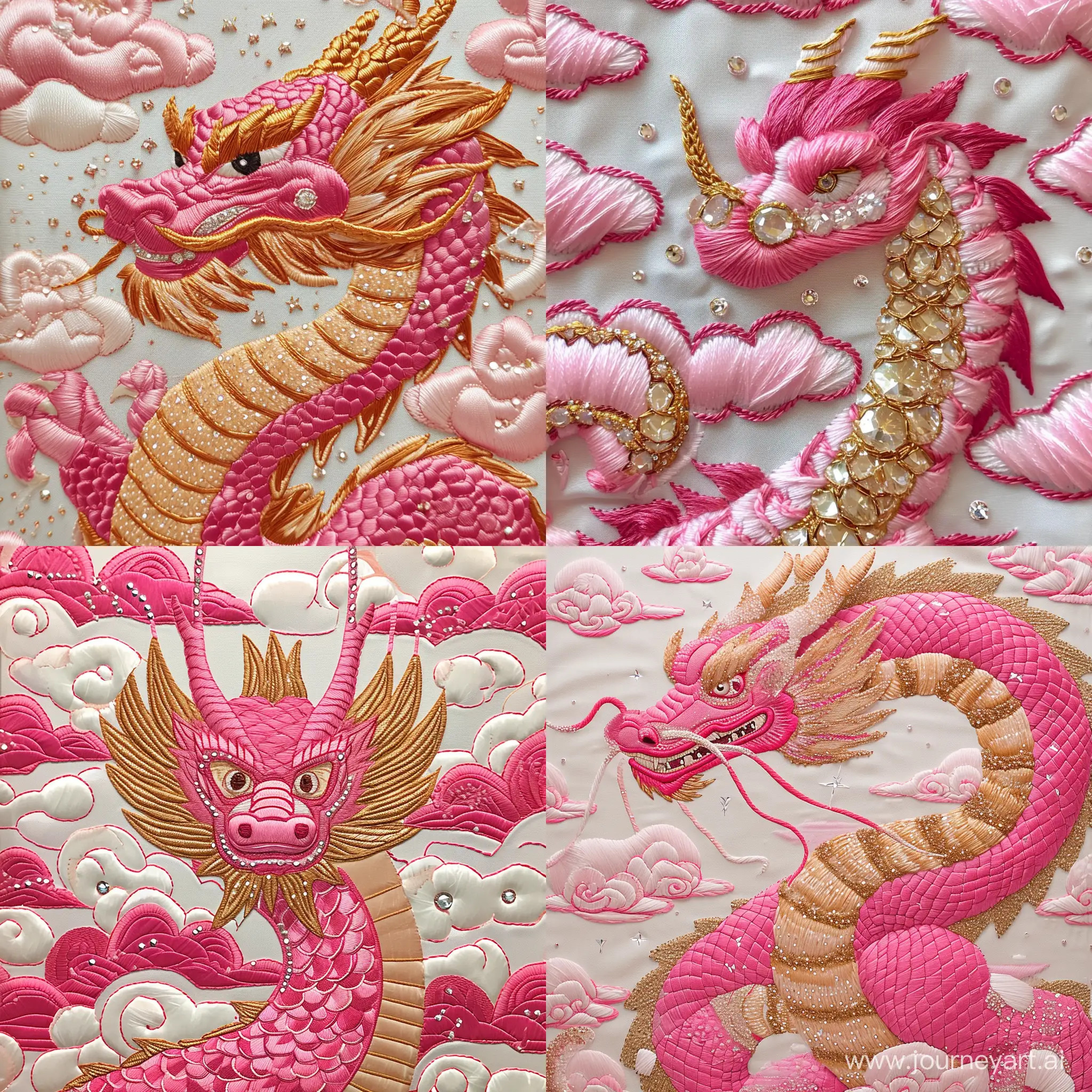 Pink-Dragon-Embroidery-with-Golden-Scales-and-Diamond-Highlights