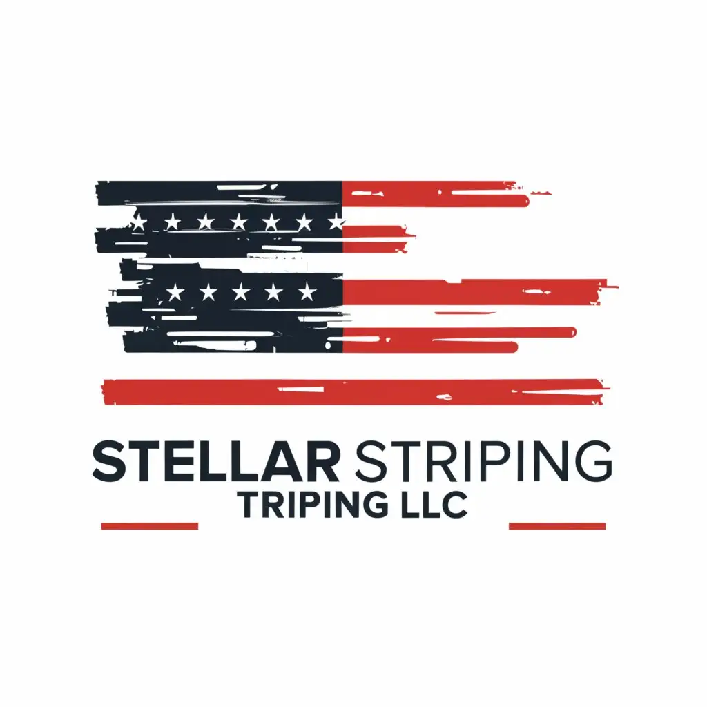 a logo design,with the text "Stellar Striping LLC", main symbol:Stripe painting with American flag,Moderate,be used in Construction industry,clear background