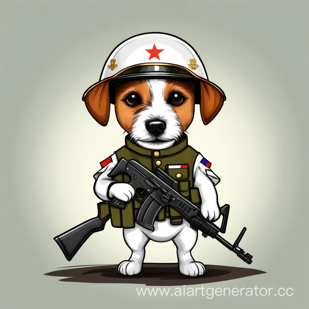 Courageous-Jack-Russell-Terrier-Soldier-Defending-Trench-with-AK47-and-Russian-Flag