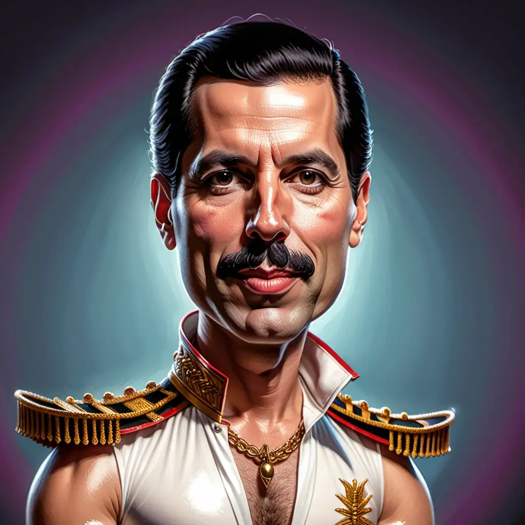 Colorful Caricature Portrait of Freddie Mercury Performing