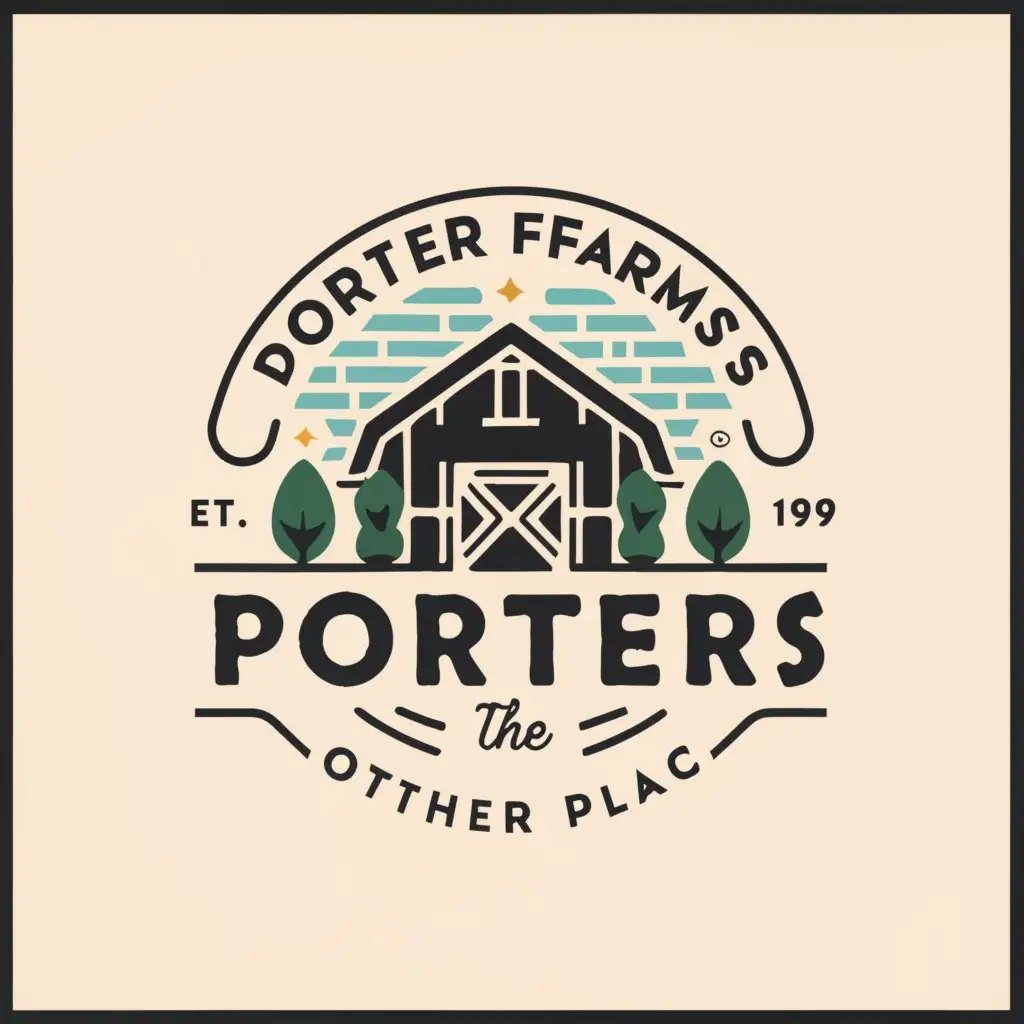 a logo design,with the text "Porter Farms The other place", main symbol:Farm,complex,be used in Home Family industry,clear background