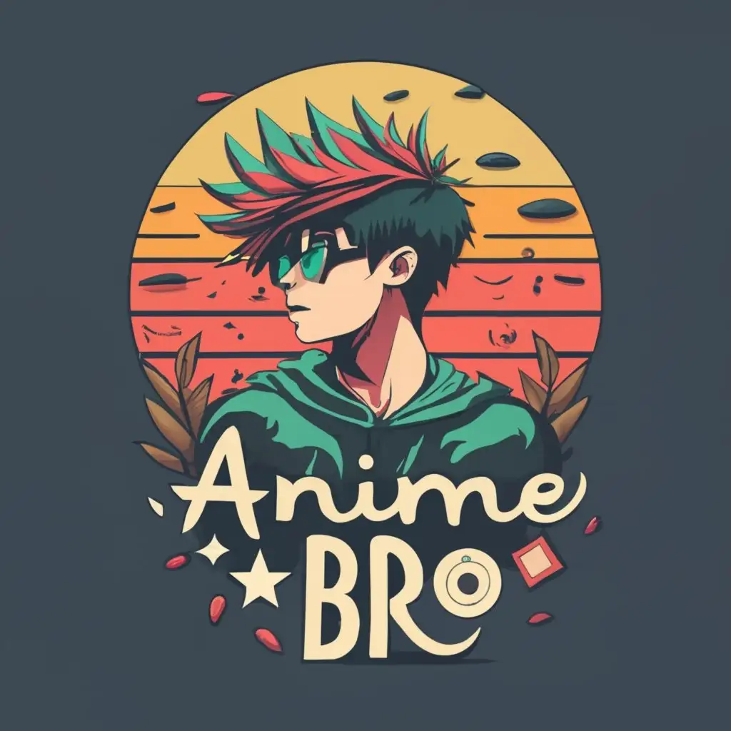 logo, Anime Boy character, with the text "Anime bro", typography