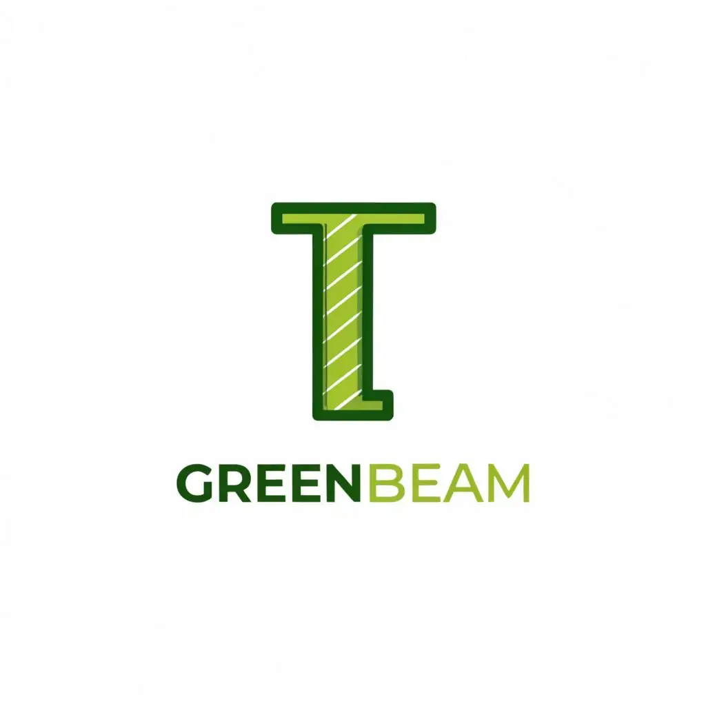 logo, green steel beam in the shape of an I, with the text "Green beam", typography, be used in Construction industry