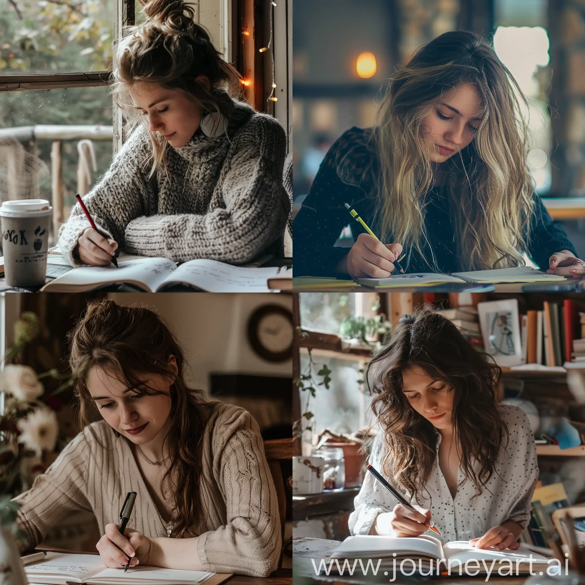 a girl writing 