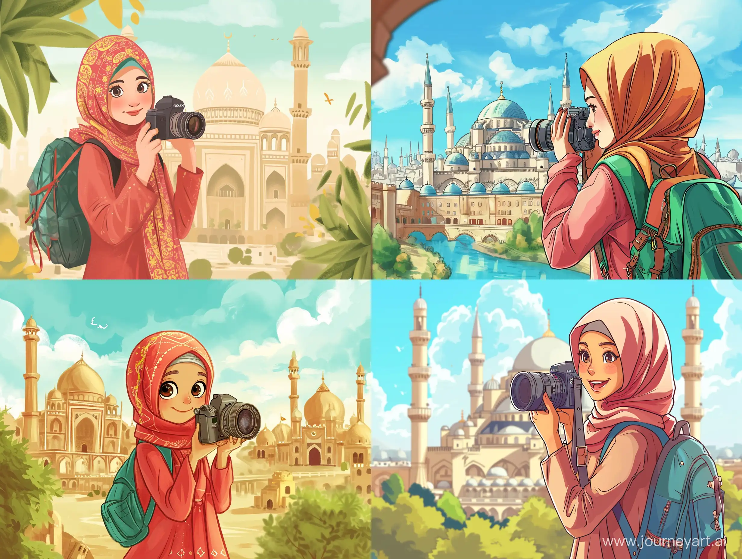 Once upon a time, there was a Muslim girl tourist  who loved to travel abroad. She had been planning her dream vacation for months and finally arrived at her desired destination. Excitedly, she explored the famous sites of the city, capturing beautiful pictures and immersing herself in the local culture. As she bid farewell to the city, Sarah knew that her love for travel and exploring new sites would continue to inspire her to embark on more exciting journeys in the future.