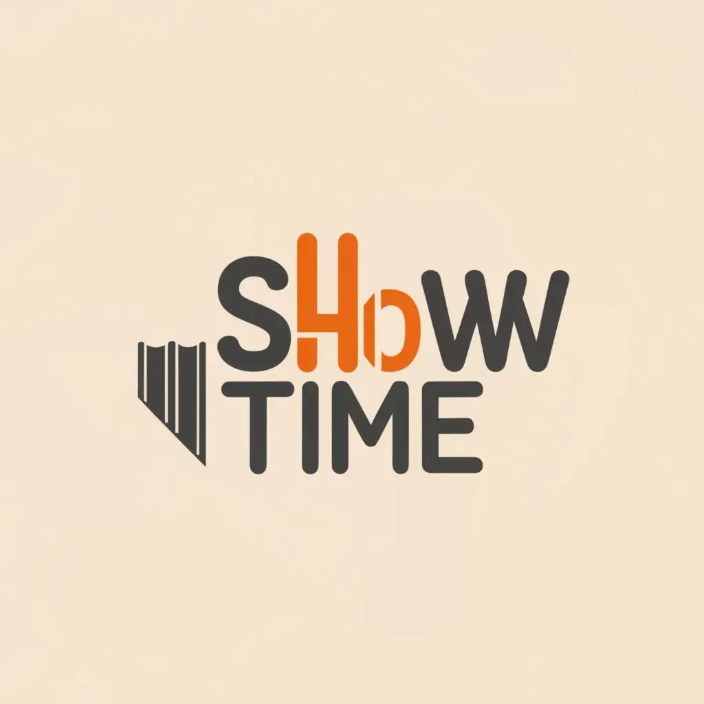 a logo design,with the text "SHOW TIME", main symbol:Movie ticket,Minimalistic,clear background