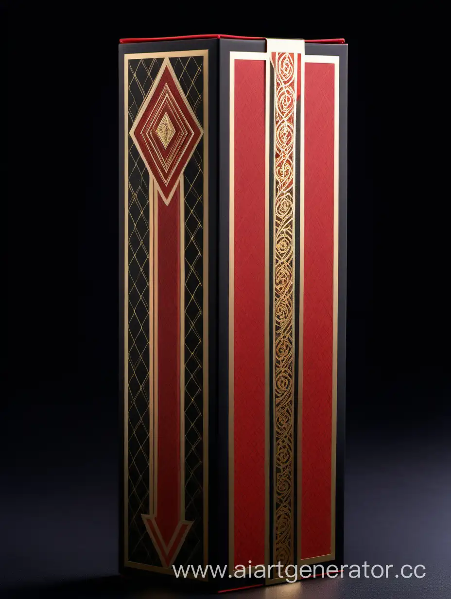 red and black with gold perfume decorative borders and lines long 50%20packaging box and luxury