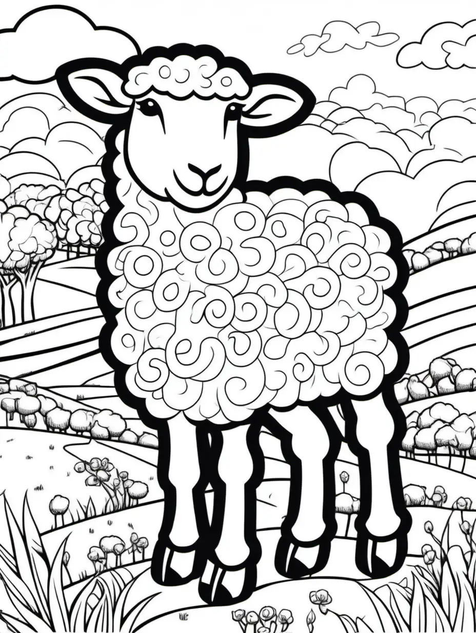 Adorable Sheep Coloring Page for Toddlers Paint by Numbers Fun