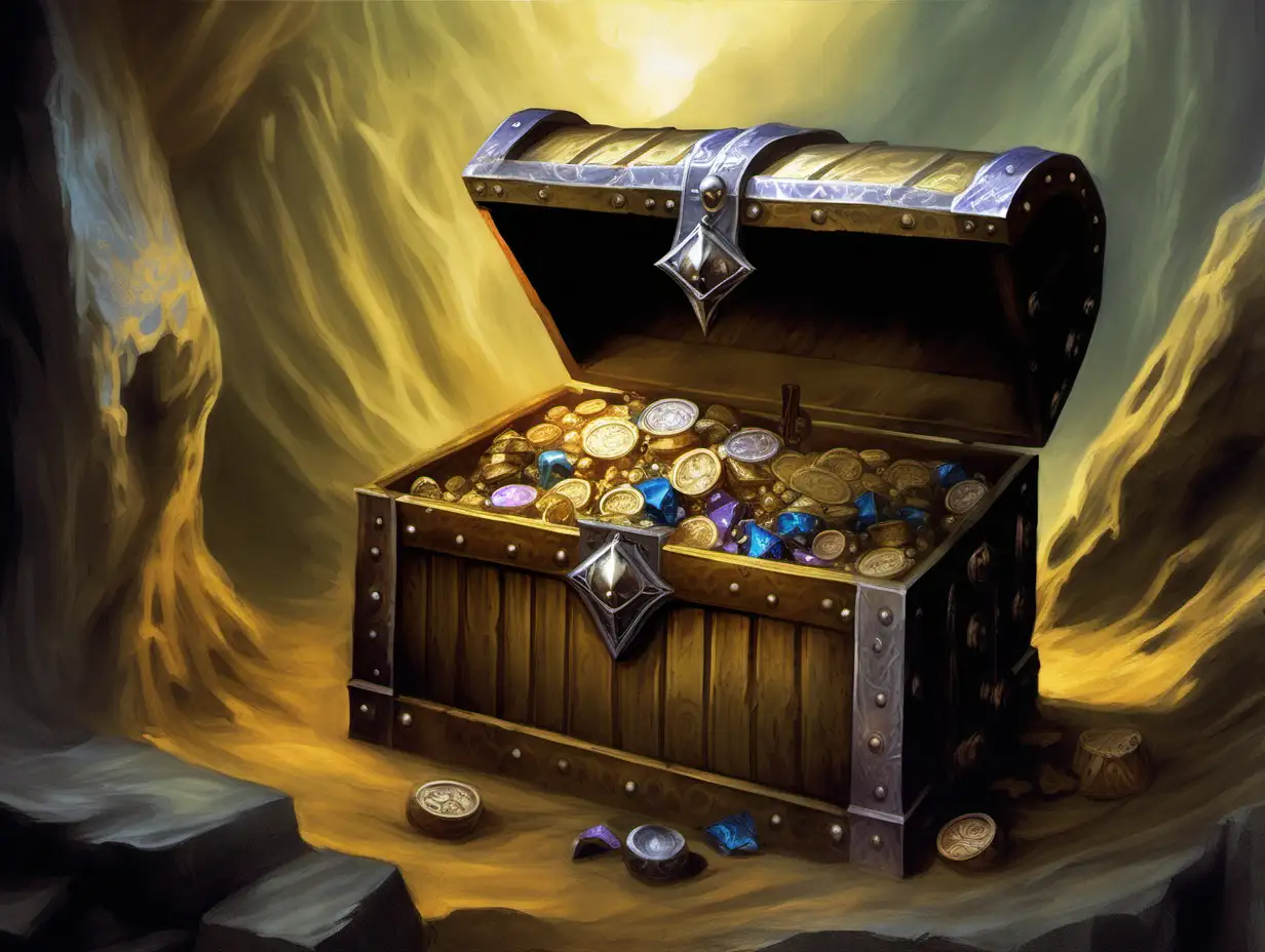 treasure chest, Medieval fantasy painting, MtG art
