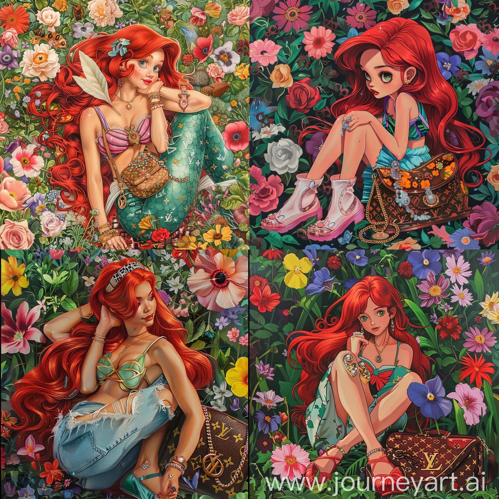 Fashionable-Princess-Ariel-Surrounded-by-Flowers