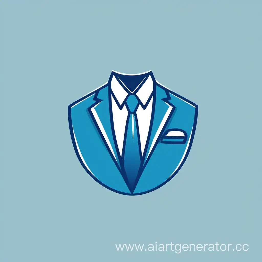 нарисуй мне легкий логотип компании которая продает доступную деловую одежду. в сочетании с синими цветами