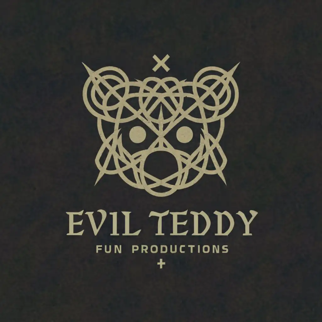 a logo design,with the text "Evil Teddy Fun Production", main symbol:a satanic symbol, an upside down cross, a pentagram,complex,be used in Internet industry,clear background