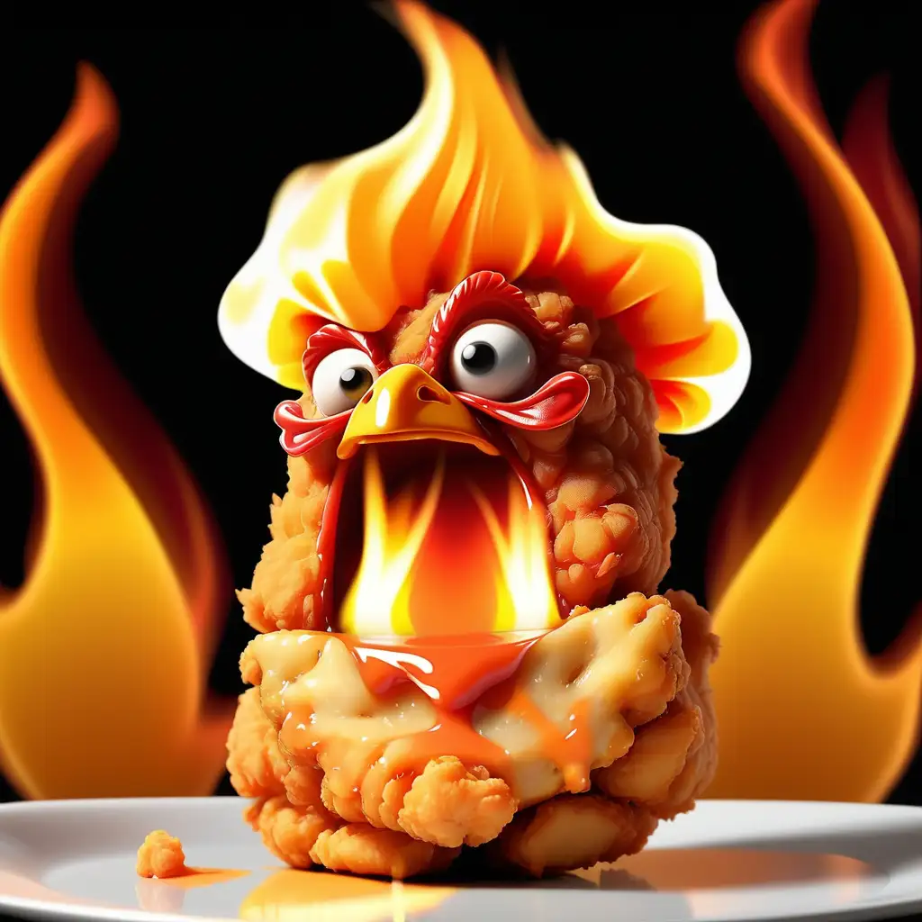 Flaming Chicken Nugget Delight Spicy Culinary Extravaganza