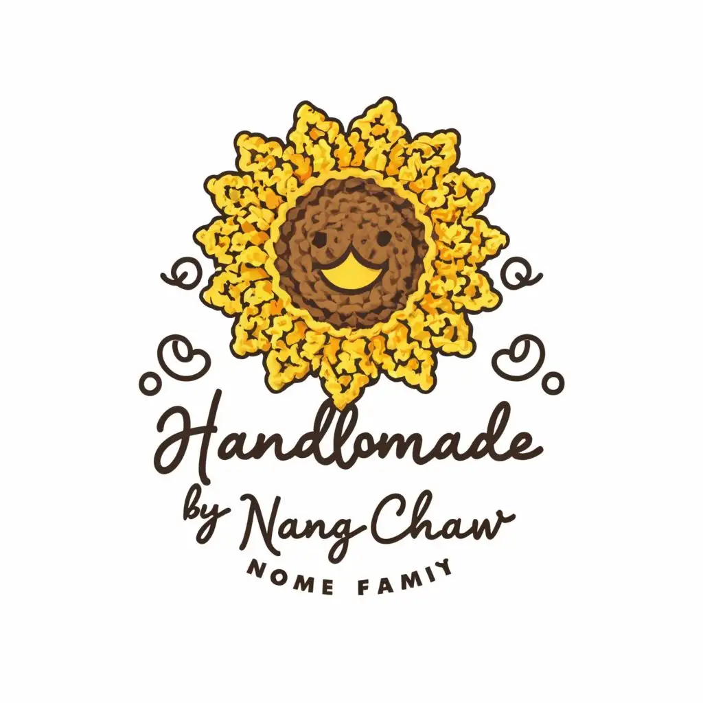 LOGO-Design-For-Handmade-by-Nang-Chaw-Crochet-Sunflower-Emblem-with-Artisan-Typography-for-Home-Family-Industry