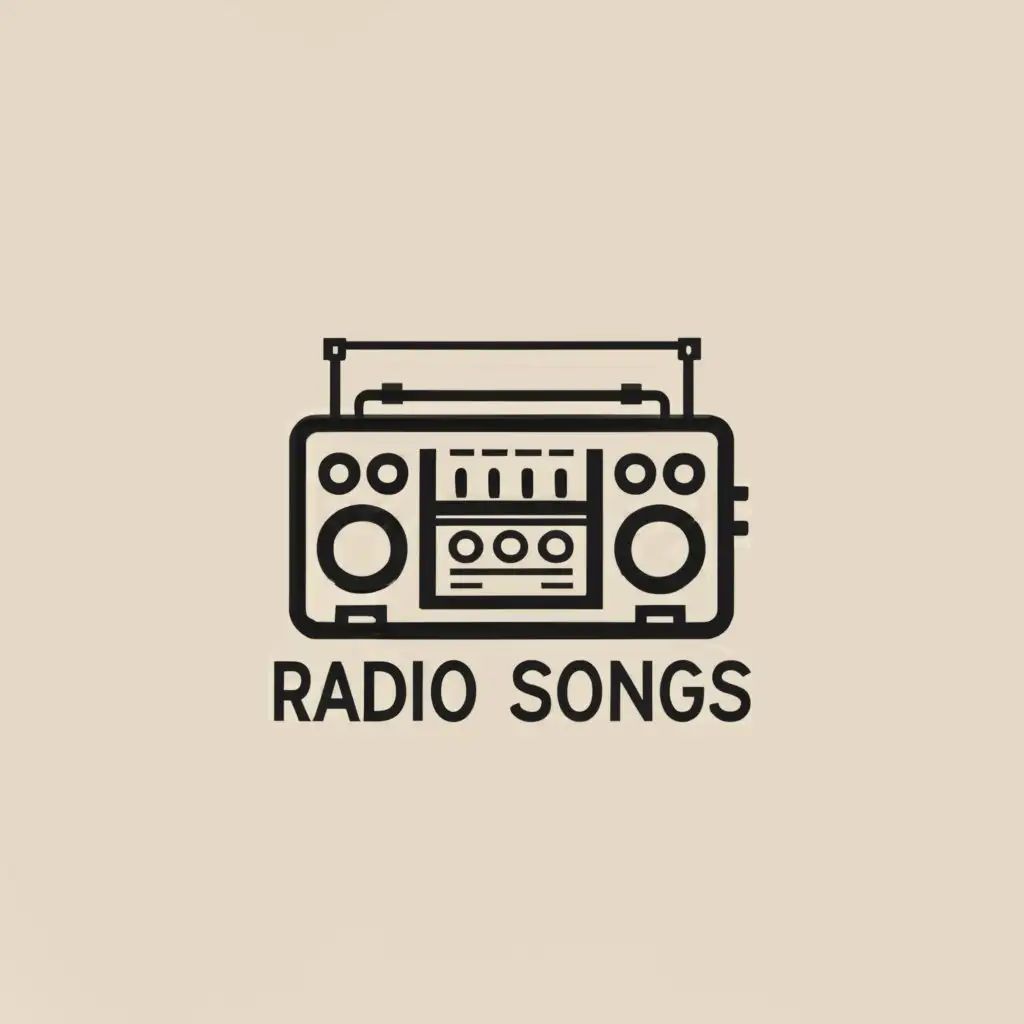 a logo design,with the text "Radio Songs", main symbol:Old radio,Minimalistic,clear background
