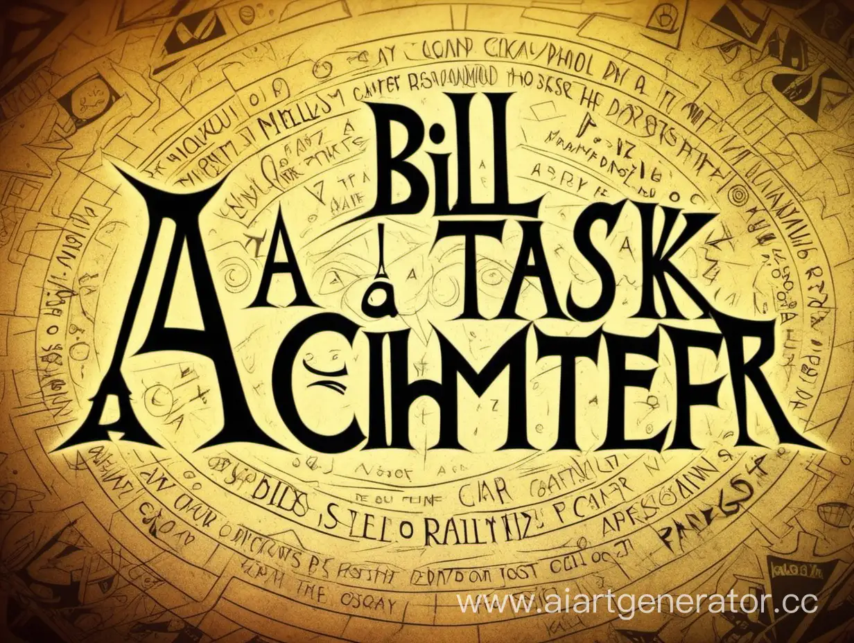 Набпись "A task from Bill Cipher" в стиле мультфильма Гравити Фоллз