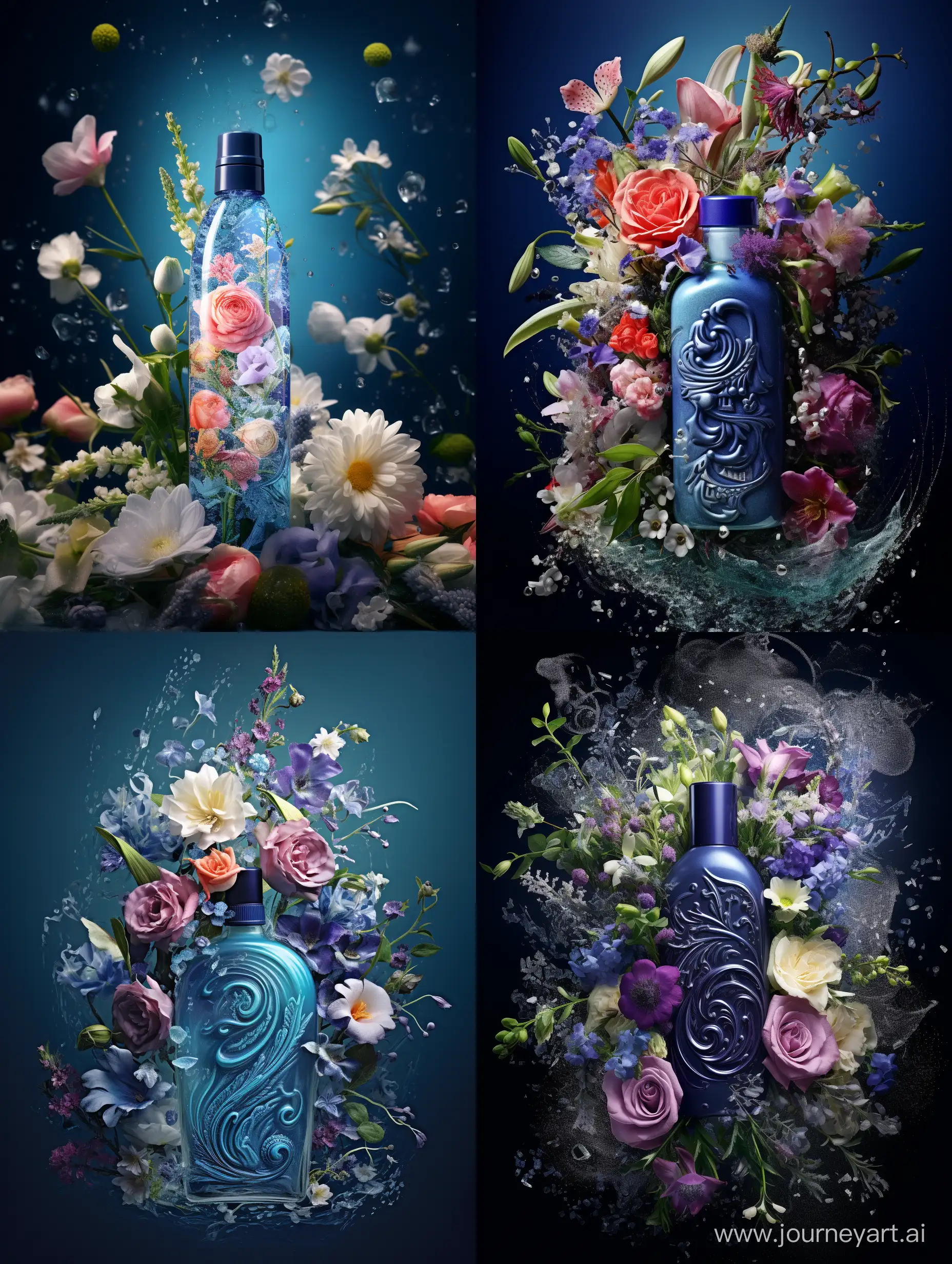 Refreshing-Shampoo-Bottle-Design-with-Water-Splashes-and-Floral-Elegance