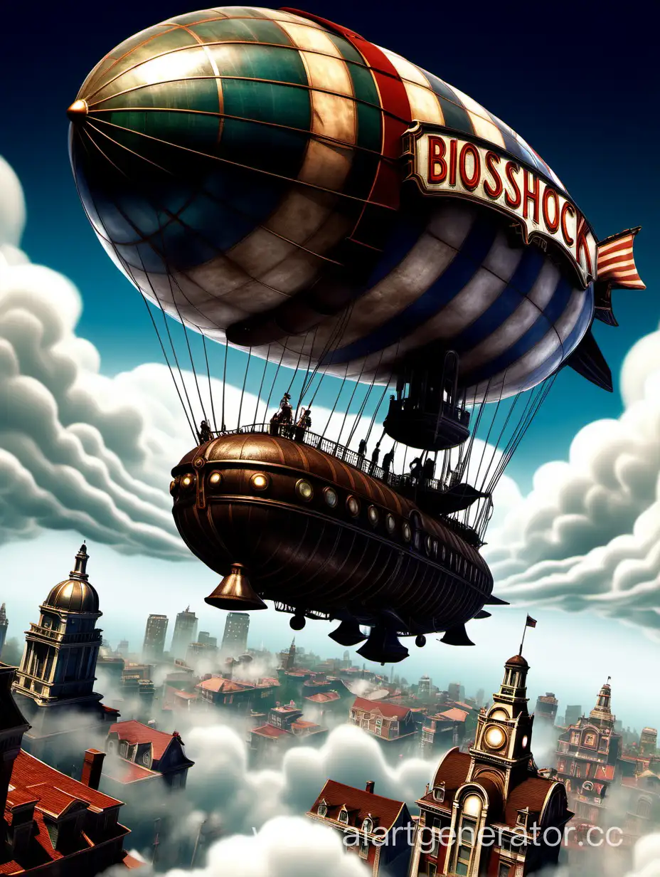  BioShock Infinite город в облаках и боевой дирижабль 
