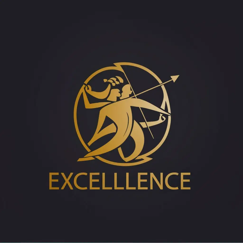 a logo design,with the text "Excellence", main symbol:Dronacharya andArjuna,Moderate,be used in Education industry,clear background