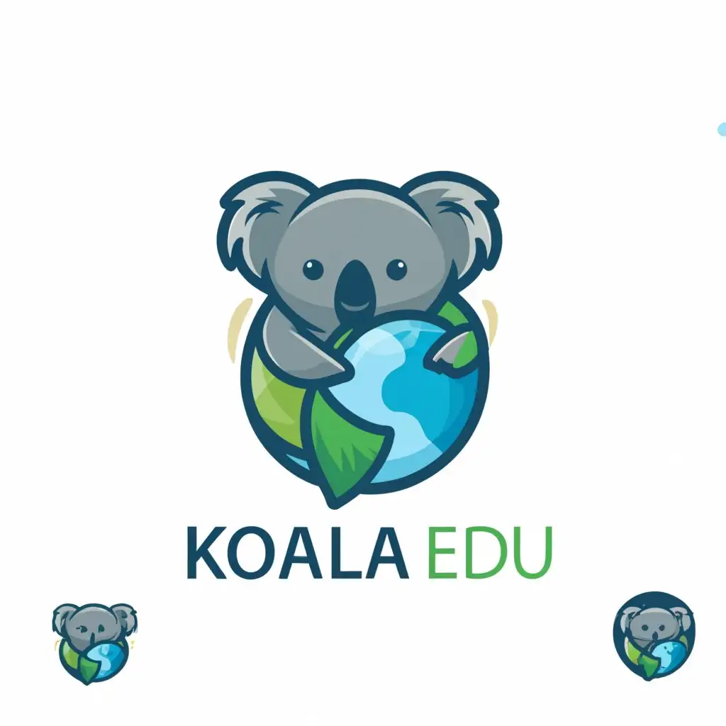 a logo design,with the text "Koala Edu", main symbol:Koala hugging earth,Moderate,be used in Education industry,clear background