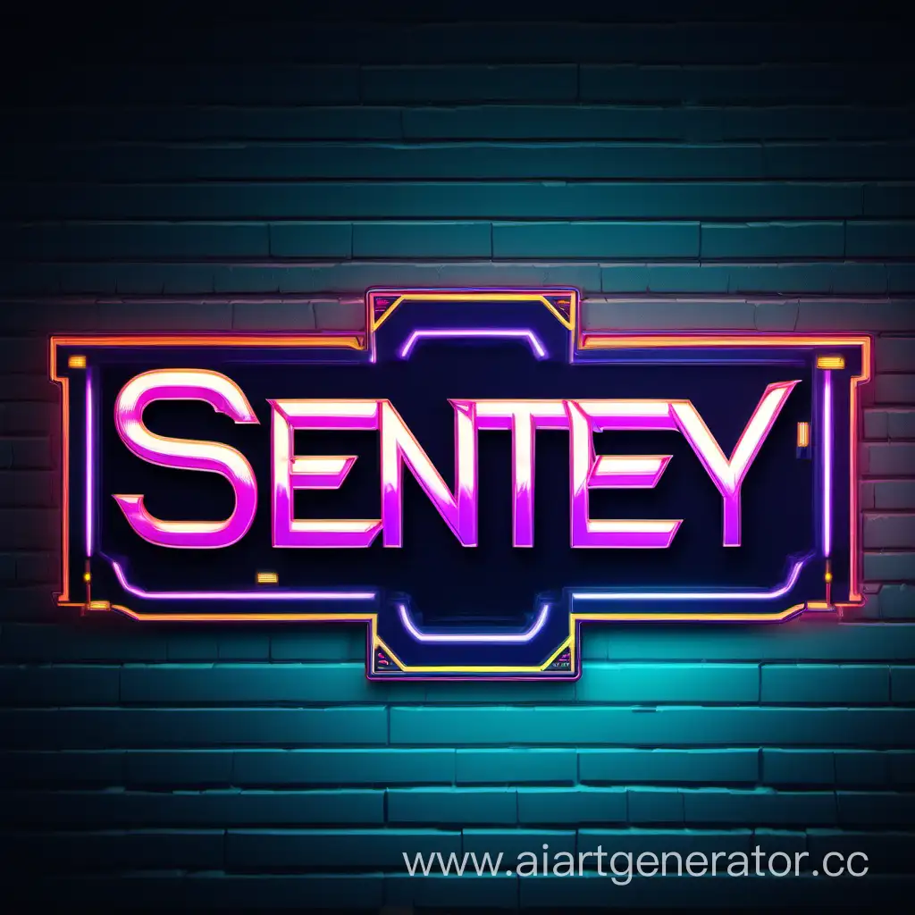 It says "Sentey", the logo of the company, the logo of the game. Neon.