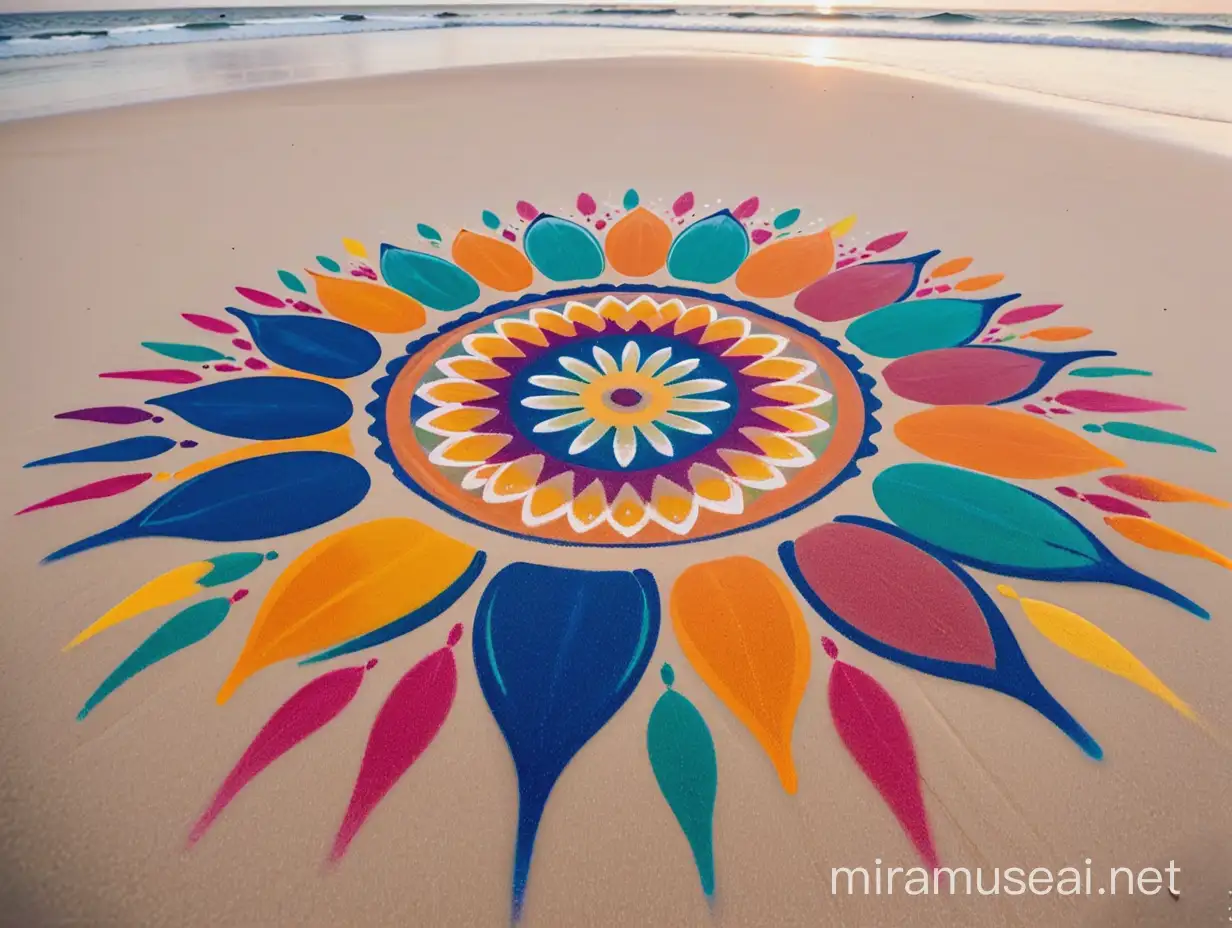 Vibrant Sand Painting Expressive Artistry with Natural Elements