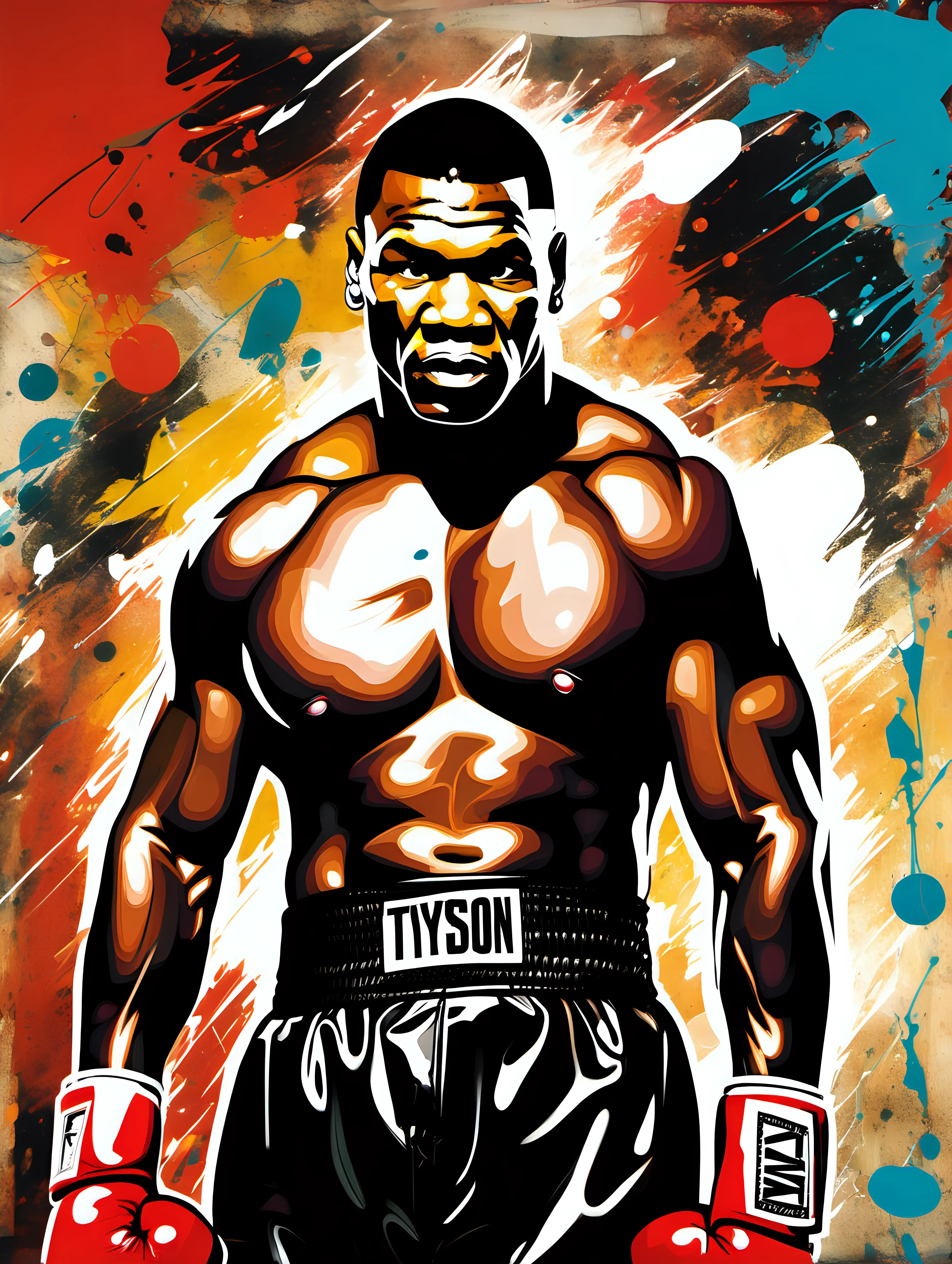 Boxer mike tyson in a abstract expressionism art style 