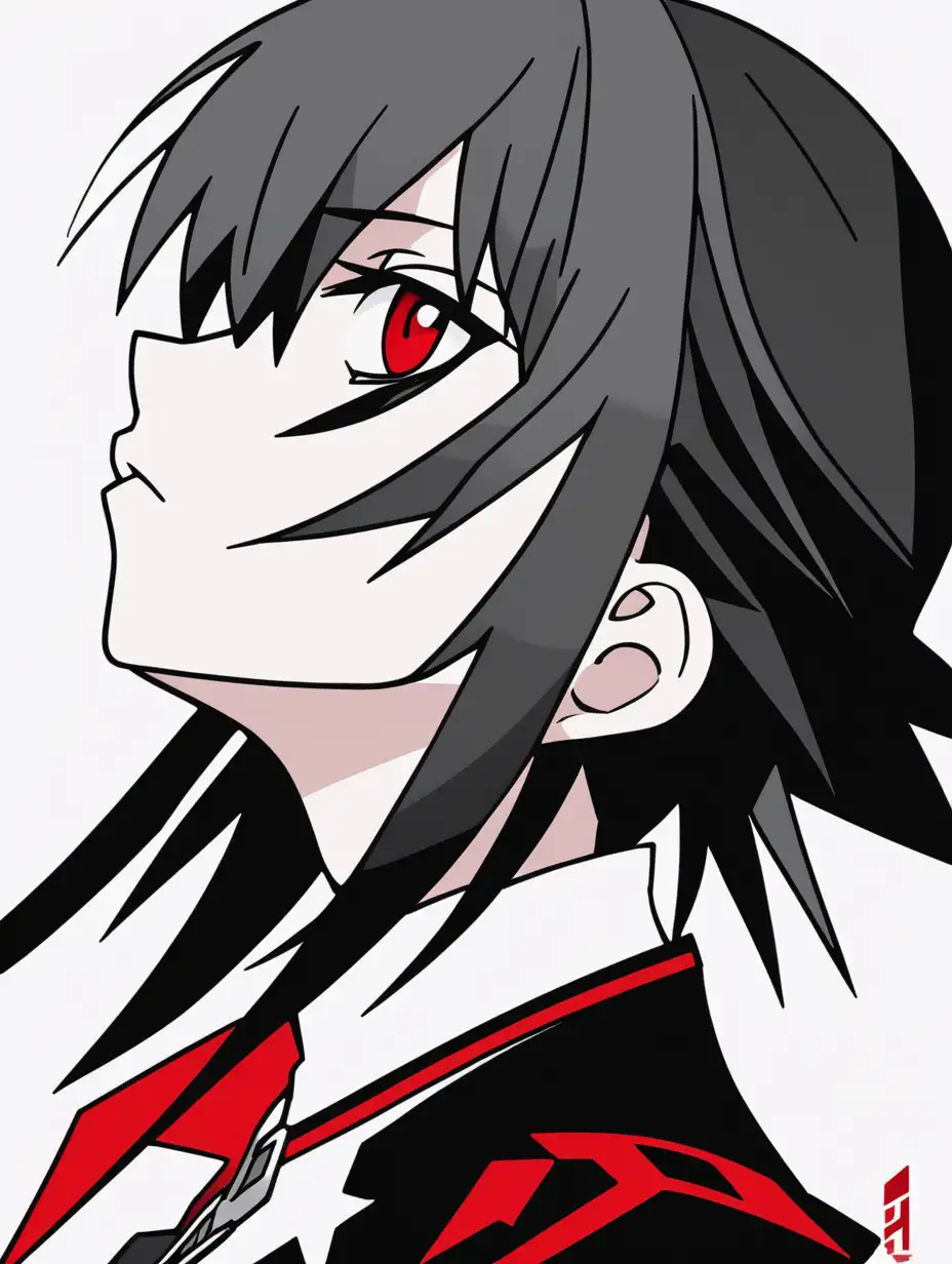 kill la kill ryuko matoi profile posterize red black white 3 color minimal design looking up poster