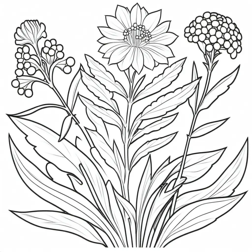 Vibrant Lithuanian Wildflower Coloring Page for Relaxation and Creativity