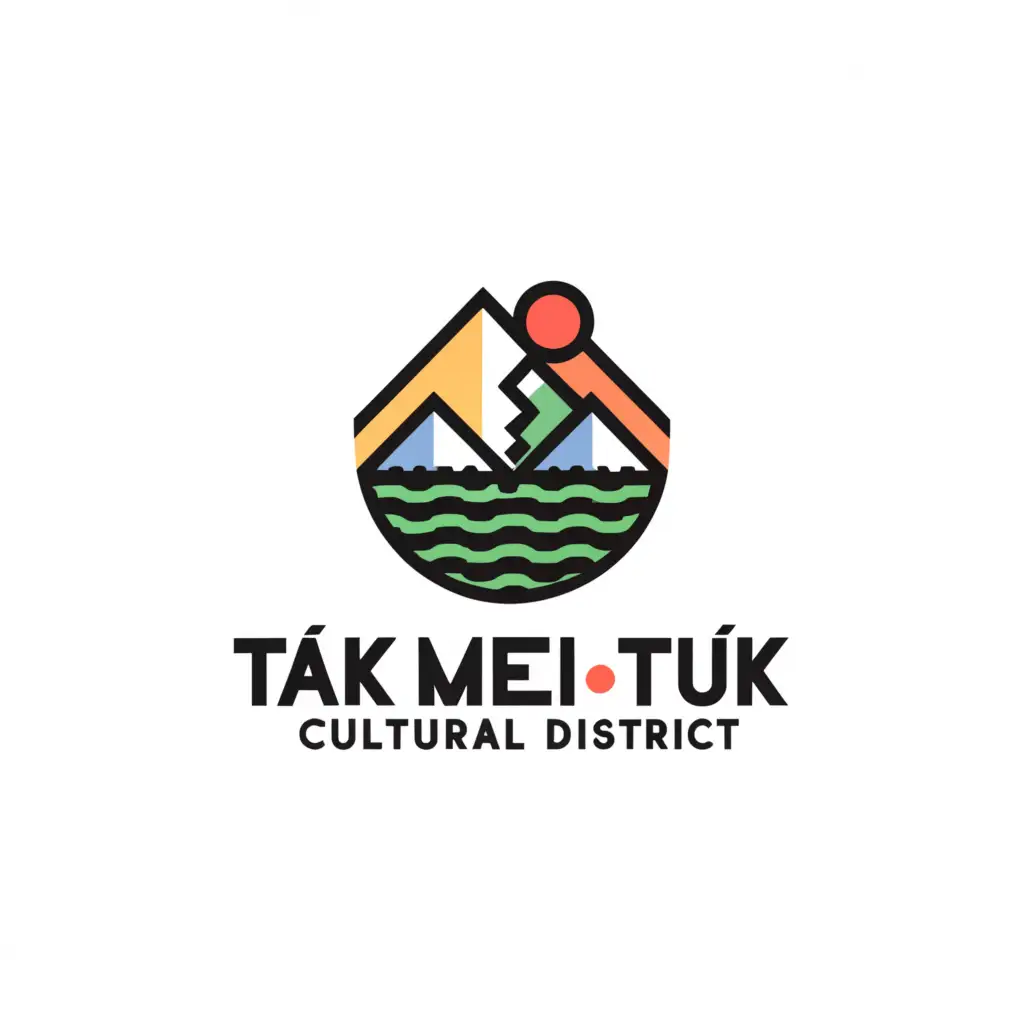 a logo design,with the text "Tak Mei Tuk Cultural District", main symbol:Mountain, sea,Moderate,be used in Travel industry,clear background