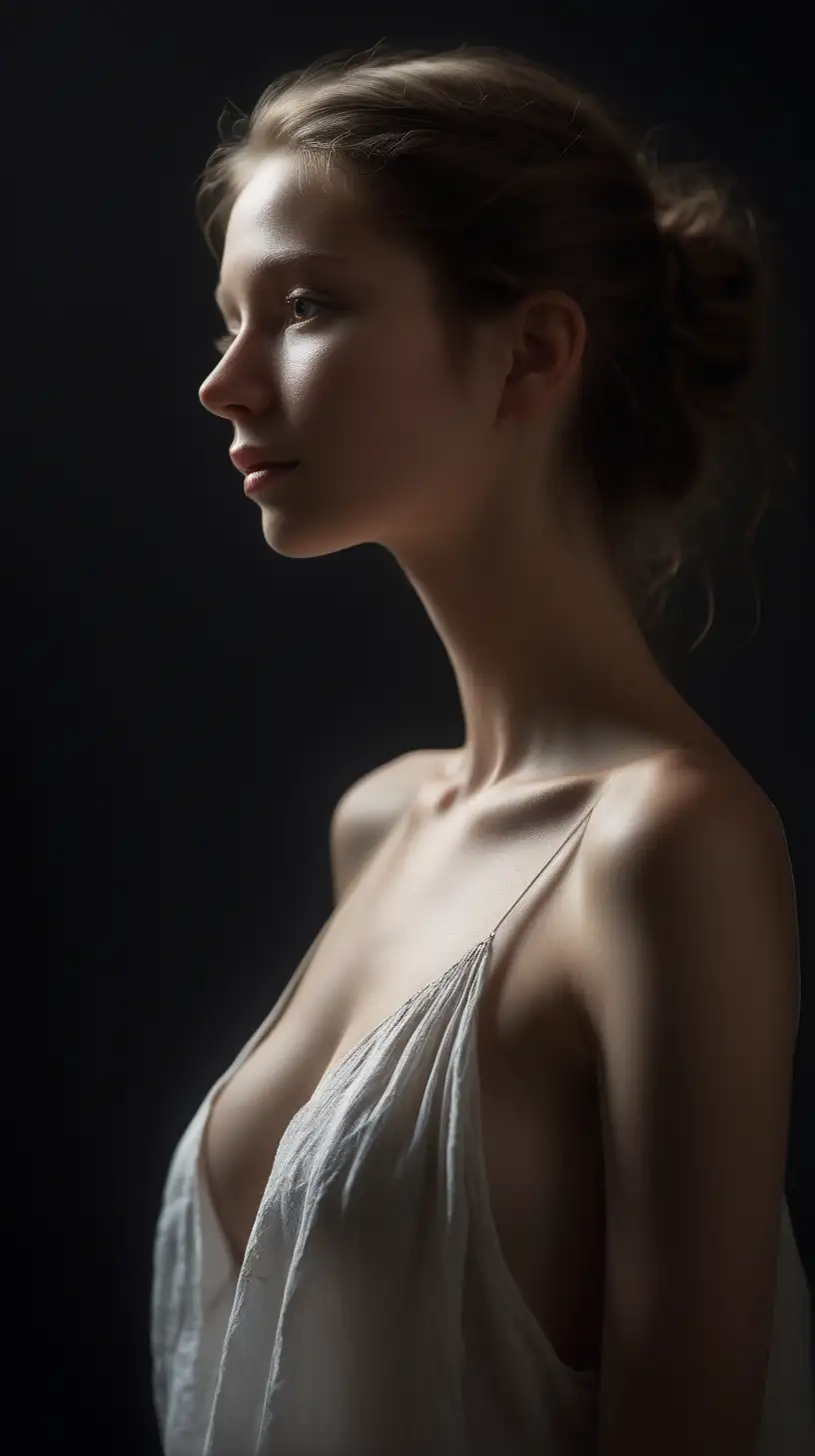 Elegant Profile Portrait with White Ring Stein Photorealistic Beauty in High Resolution