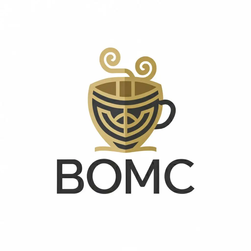 a logo design,with the text "BOMC", main symbol:a mug,complex,be used in Restaurant industry,clear background