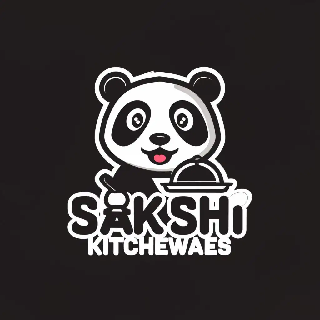 LOGO-Design-for-Sakshi-Kitchenwares-Playful-Panda-Emblem-with-Elegant-Typography