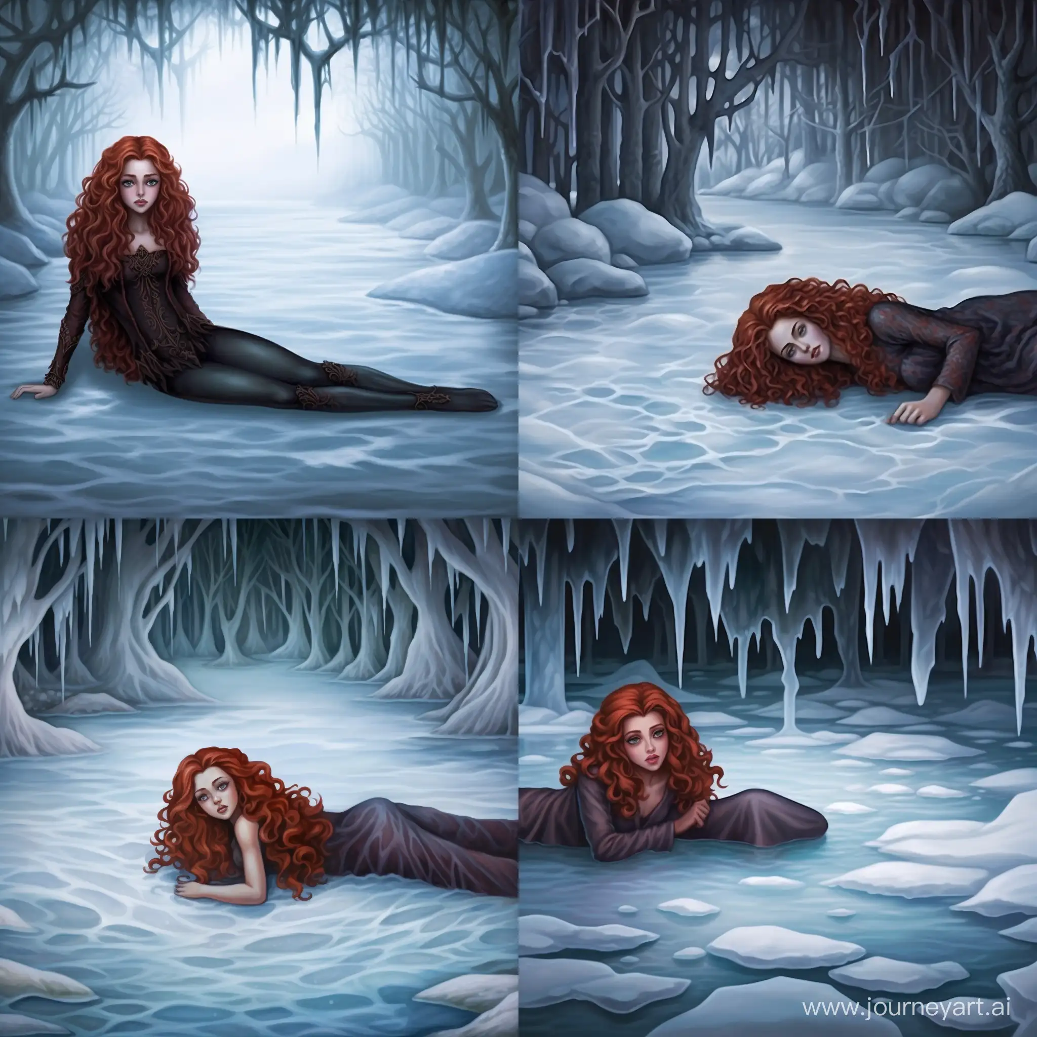 Unconscious-Curly-RedHaired-Girl-in-Winter-Ice-Floes