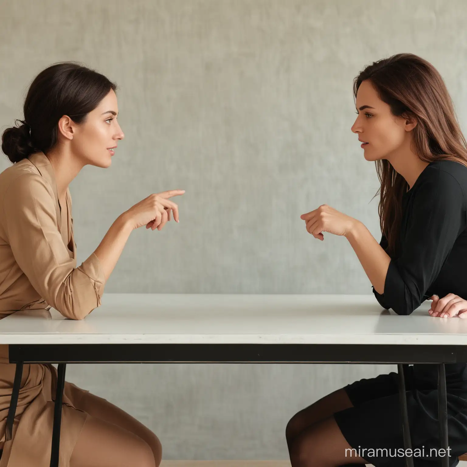 Intimate Conversation between Two Women at Caf Table