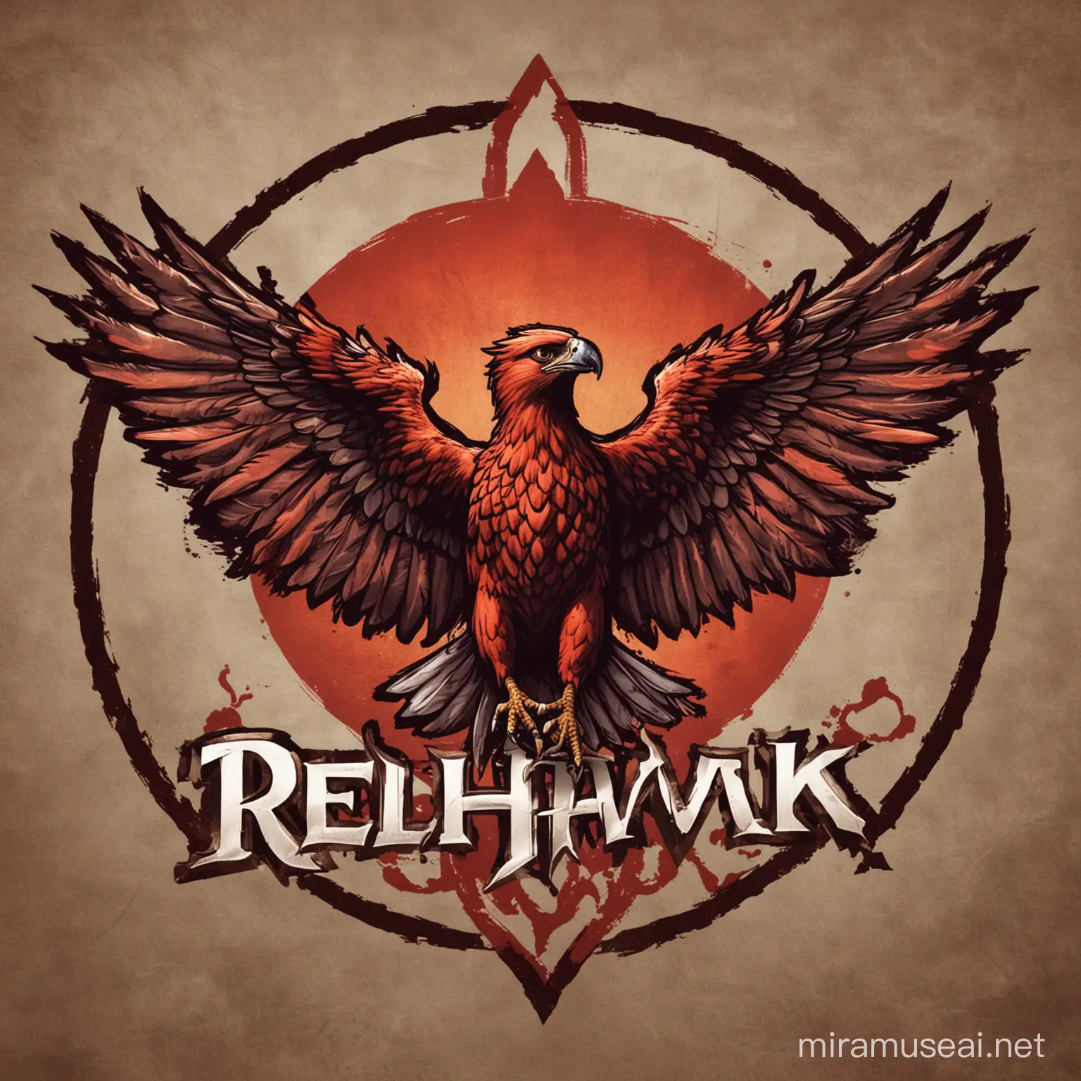 Mystical Redhawk Emblem for Dungeons and Dragons