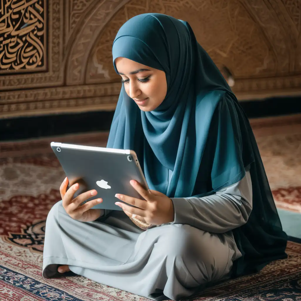 Interactive Quran Class with Woman Using iPad