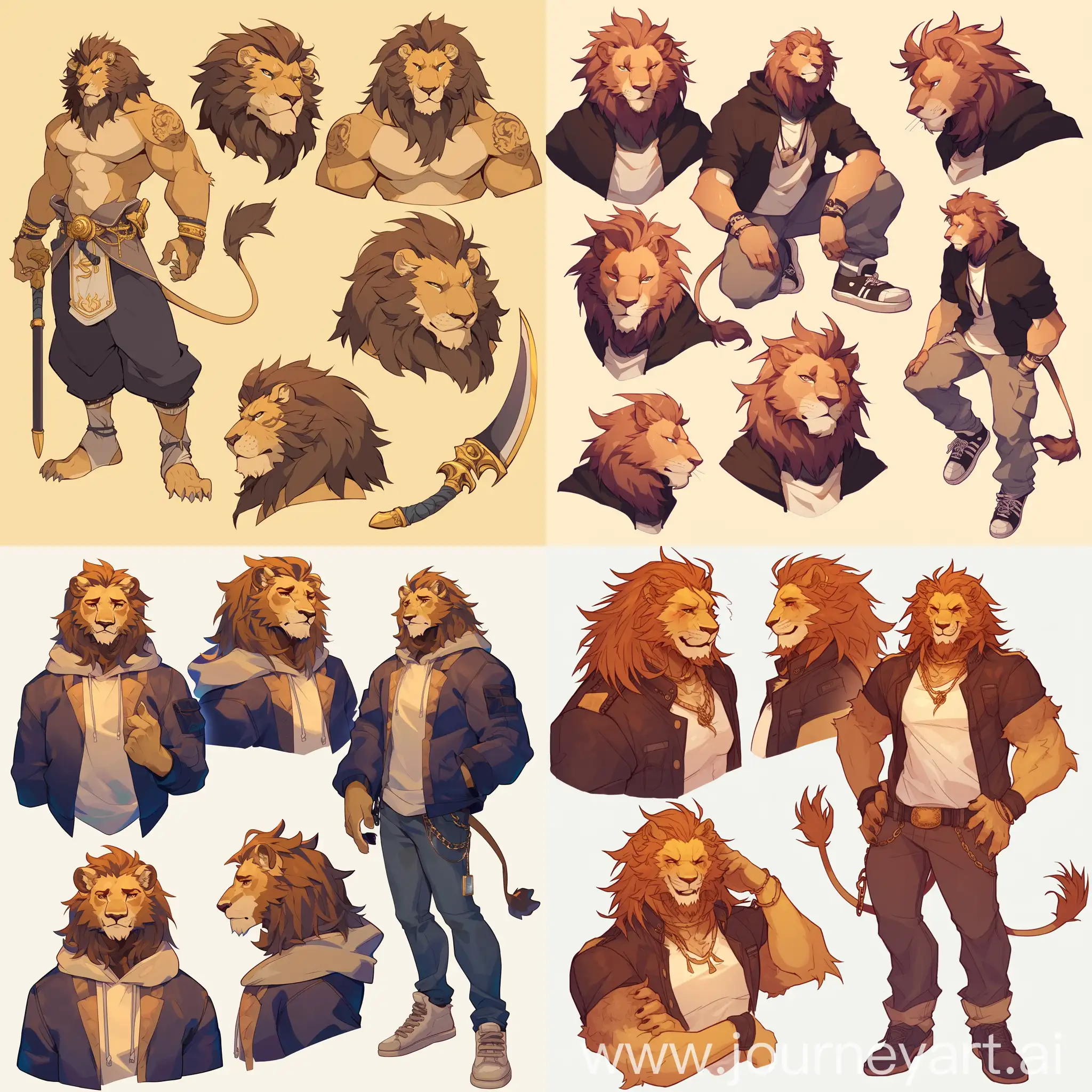 Anthropomorphic-Lion-Character-Sheet-Digital-Art-with-Niji-6-and-Niji-4