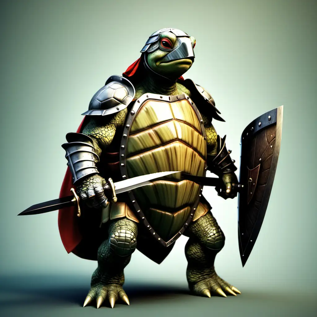 Medieval Turtle Knight Wearing a Helmet