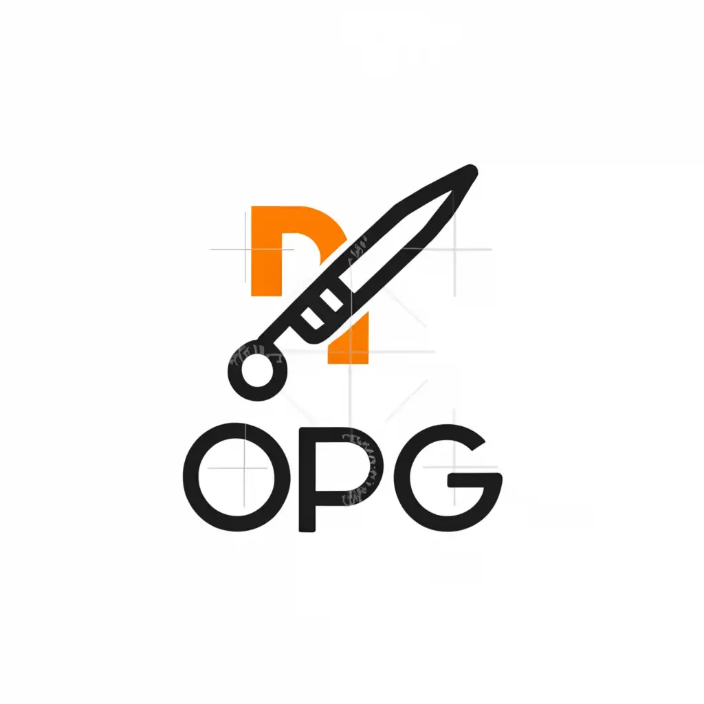 a logo design,with the text "OPG", main symbol:🔪,Minimalistic,be used in Entertainment industry,clear background