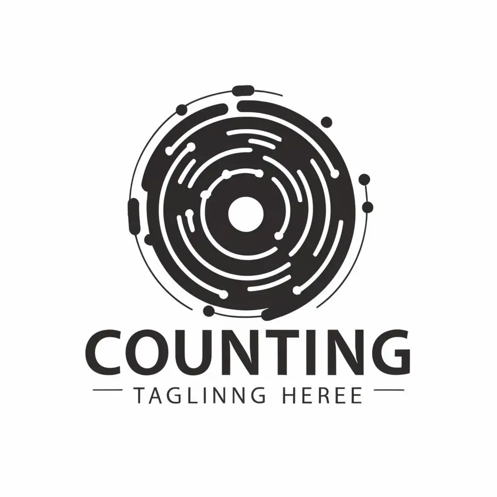 logo, The black hole,, with the text "Counting", typography, be used in Internet industry