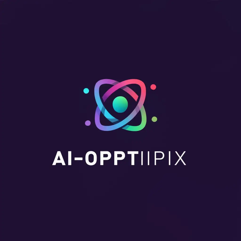 a logo design,with the text "AI-OptiPix", main symbol:Stars, lens, space,Minimalistic,be used in Technology industry,clear background