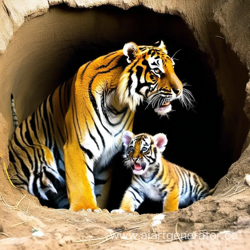 мама тигренка находит тигренка в яме