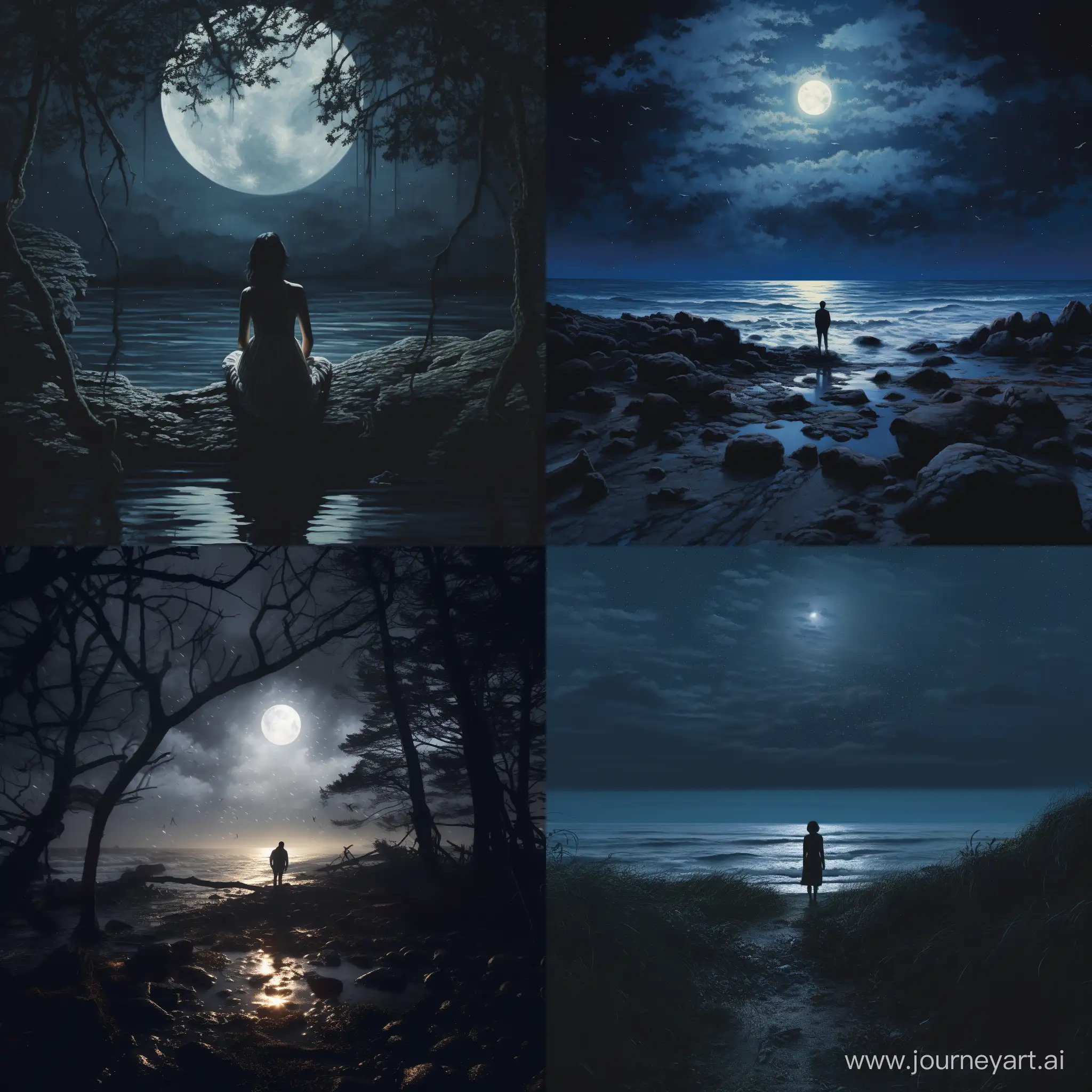 Serene-Moonlit-Landscape-Reflective-Water-and-Tranquil-Atmosphere
