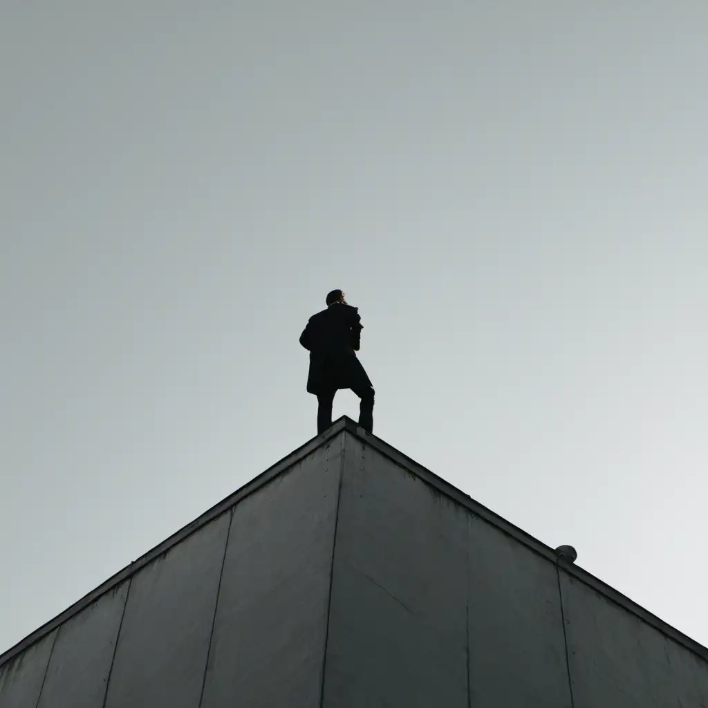 a man standing on top of a building