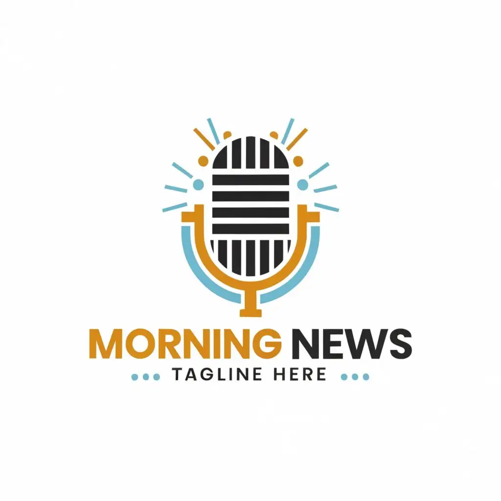 logo, microphone, with the text "morning news", typography, be used in Technology industry