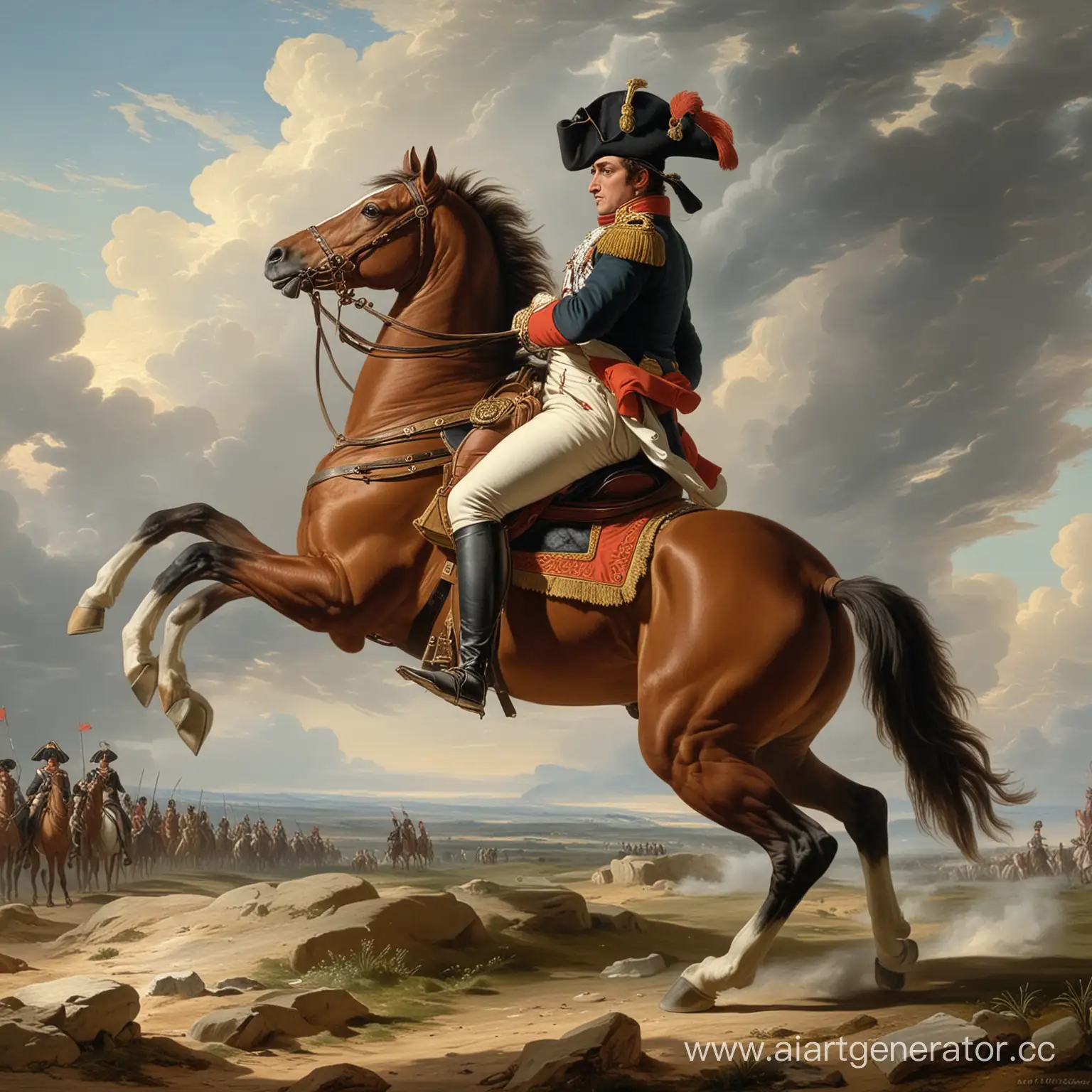 Napoleon-Bonaparte-Riding-a-Horse-into-Battle