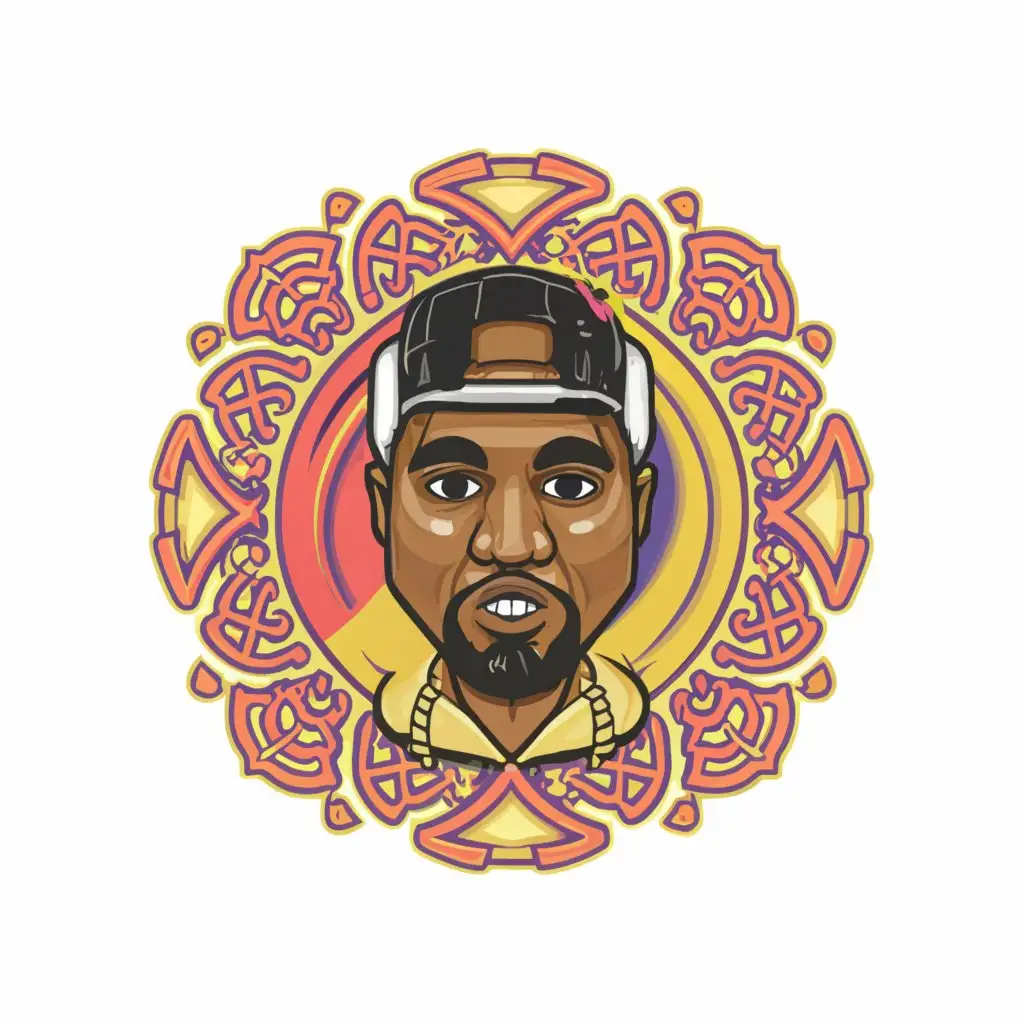 a logo design,with the text "ye", main symbol:cartoon of kanye west,complex,clear background