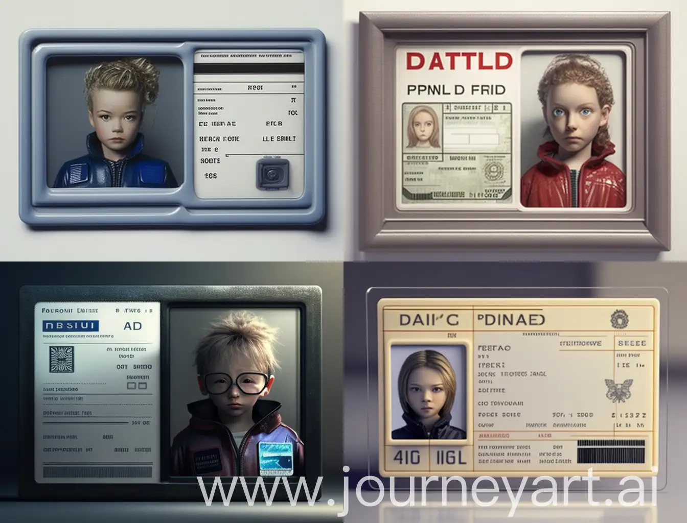 futuristic  plastic card  in frame - child driver's license id